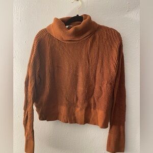 Vetta cropped mock neck convertible organic cotton sweater waffle knit size: XS